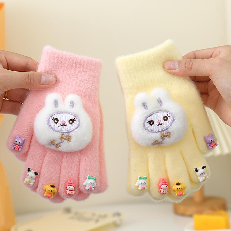 手袋 キッズ 子供用 かわいい カートゥーン アニマル ニット 防寒 分指 手袋 6歳 7歳 8歳 9歳 10歳 秋..