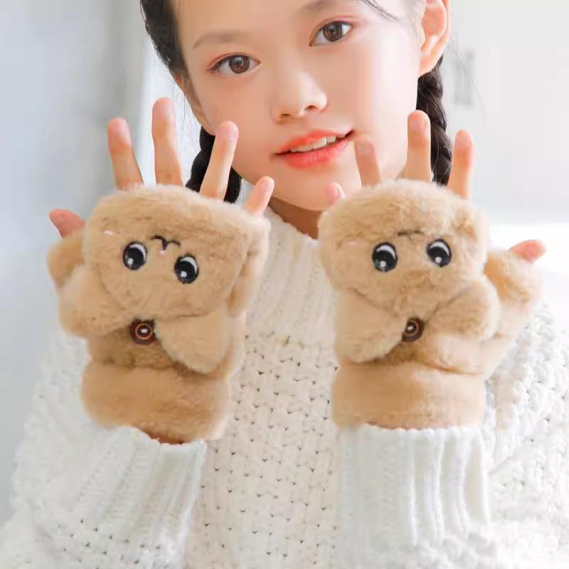 手袋 キッズ 秋冬 暖かい 猫 ミトン グローブ 女の子 子供用 かわいい 裏起毛 6歳 7歳 8歳 9歳 10歳 11..