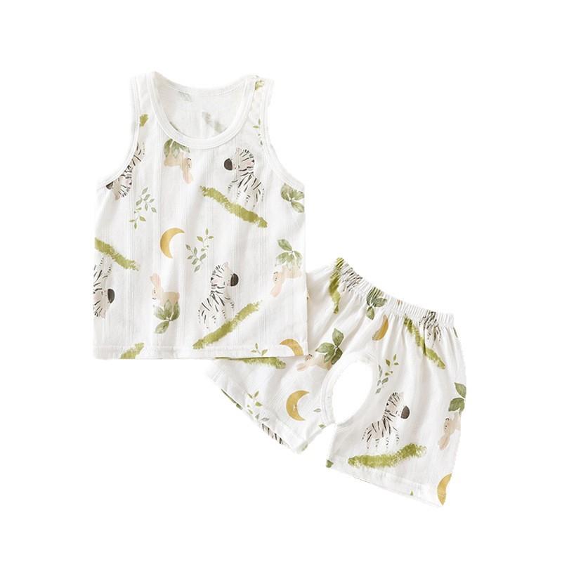 ベビー服 子供用 ノースリーブ 短パン 上下セット 赤ちゃん 綿100% 薄手 パジャマ ...