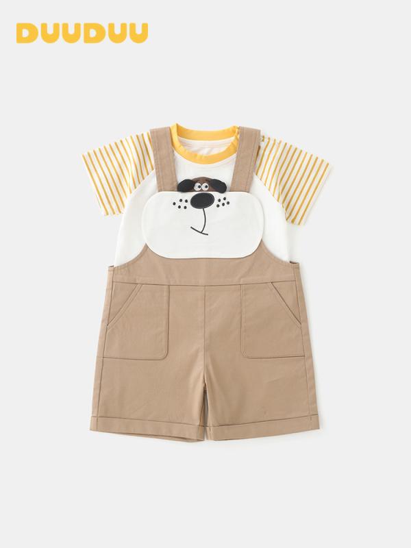 ベビー服 上下セット 夏物 半袖 トップス オーバーオール かわいい 男女兼用 赤ちゃん 乳幼児 薄手 コ..