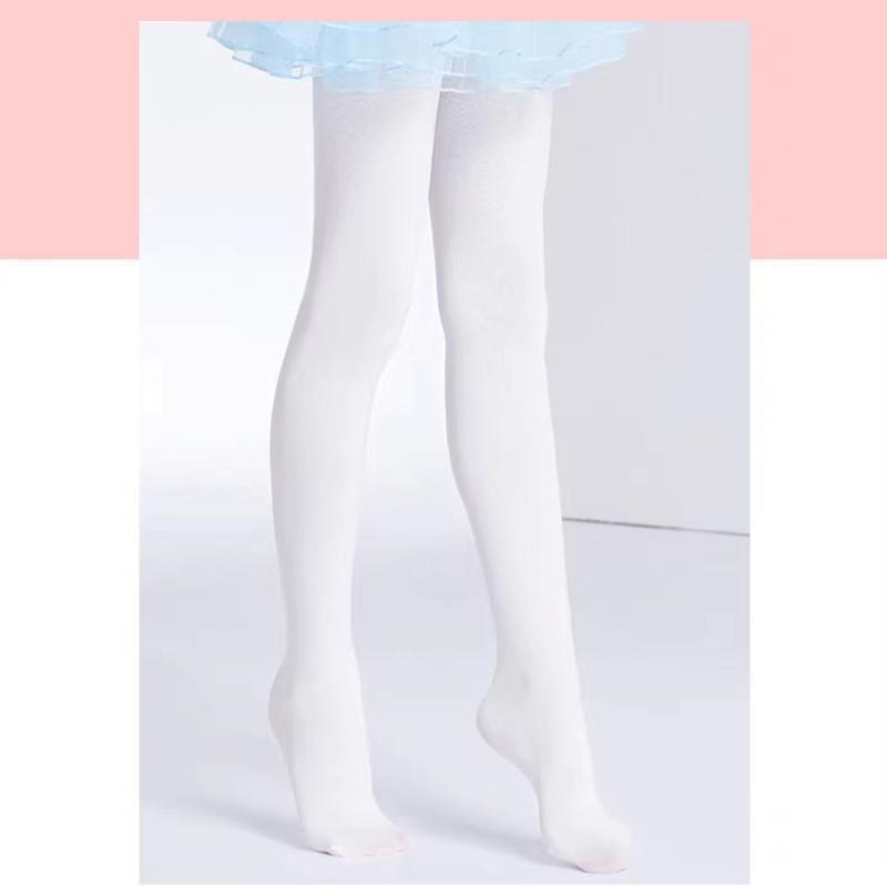 子供用ダンス タイツ 白色 裏起毛 抗ピリング 女の子 練習着 秋冬 保温 キッズ 靴下(x2)