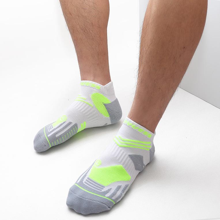 靴下 ランニング 男性用 女性用 パイル地 スポーツ ソックス 吸汗 通気性 滑り止め ポリエステル 混紡 短い 丈 白 浅葱色 蛍光色 オレンジ 黒 水色 Lサイズ Mサイズ 春夏 秋冬(x2)