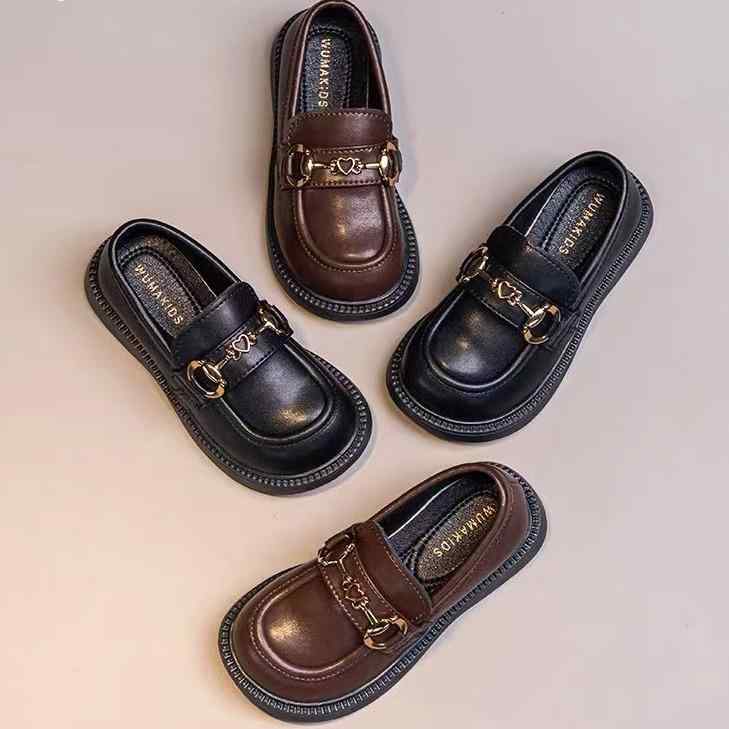 子供靴 ローファー 女の子 フォーマル シューズ 春秋 ベビー キッズ レトロ JK ブラック ブラウン 本革..