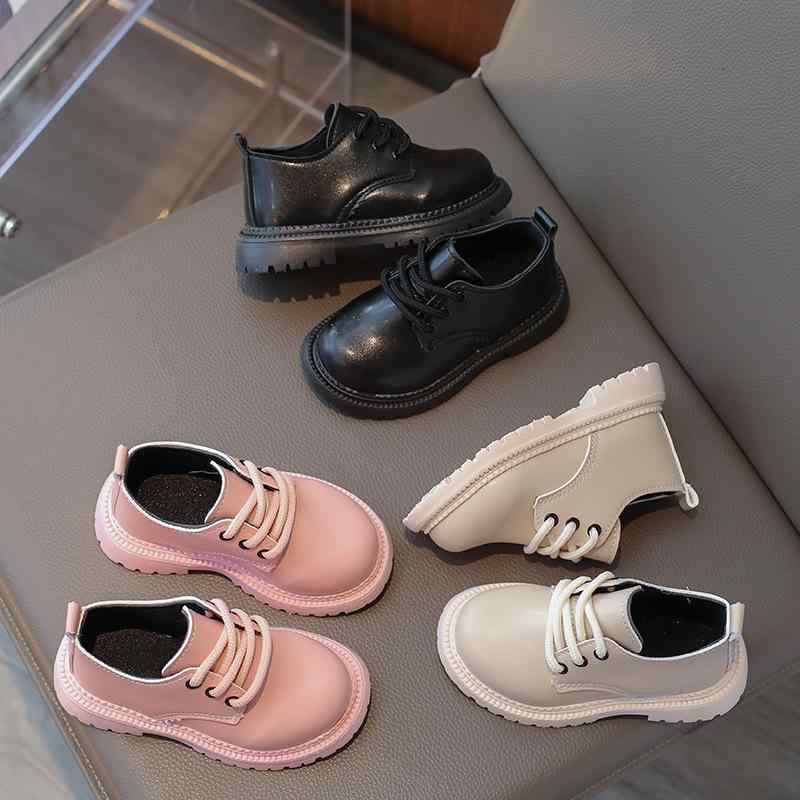 子供靴 ローファー 女の子 フォーマル靴 男の子 PU レザー レースアップ 2歳 3歳 4歳 5歳 6歳 ブラック..