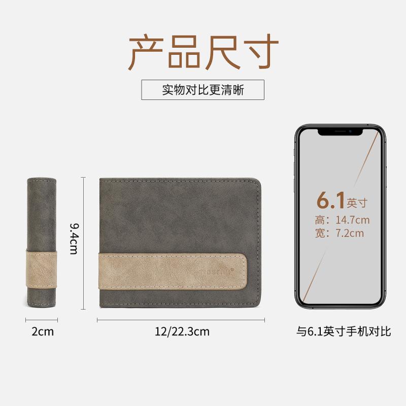 財布 男性用 小銭入れ カードケース スキミング防止 PUレザー 灰色 黒色 軽量 大容量(x500)