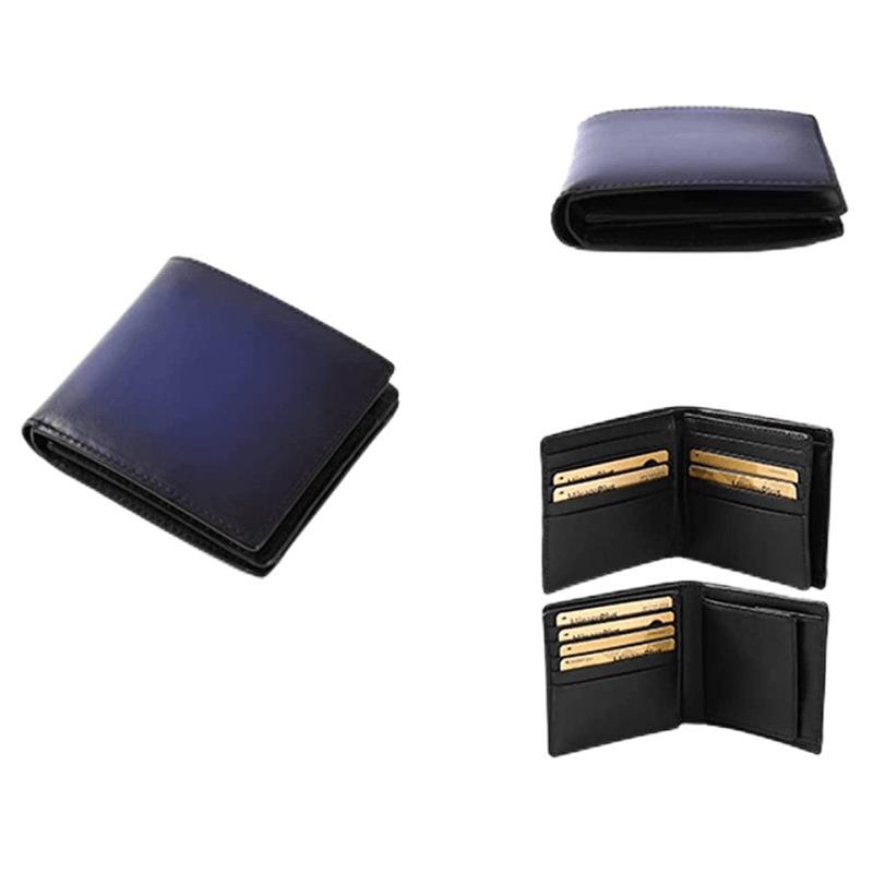 財布 男性用 本革 レザー 染色 二つ折り財布 ビジネス 牛革 無地 コインケース付き ブラック レッド イエロー グリーン ブルー パープル コーヒー カーキ...