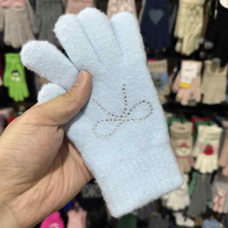 楽天トミーショップ 楽天市場店手袋 レディース 秋冬 手袋 水钻 ウサギ ニット手袋 防寒 グローブ あったか かわいい 学生 自転車用手袋（x300）