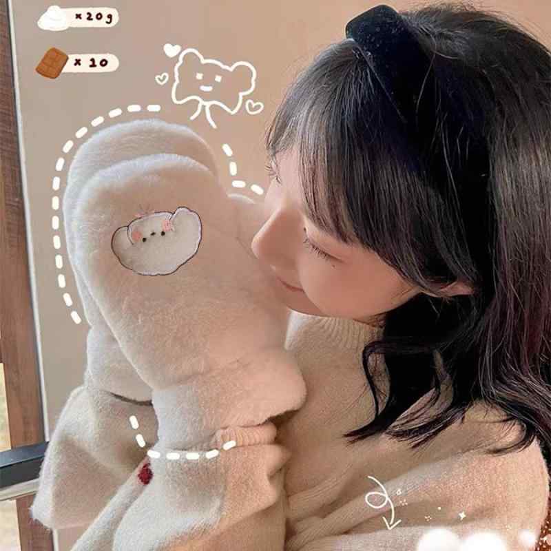 手袋 レディース 冬用ミトン かわいい 防寒手袋 裏起毛 厚手 ふわふわ 秋冬 暖かい 学生 アニマル柄 犬..