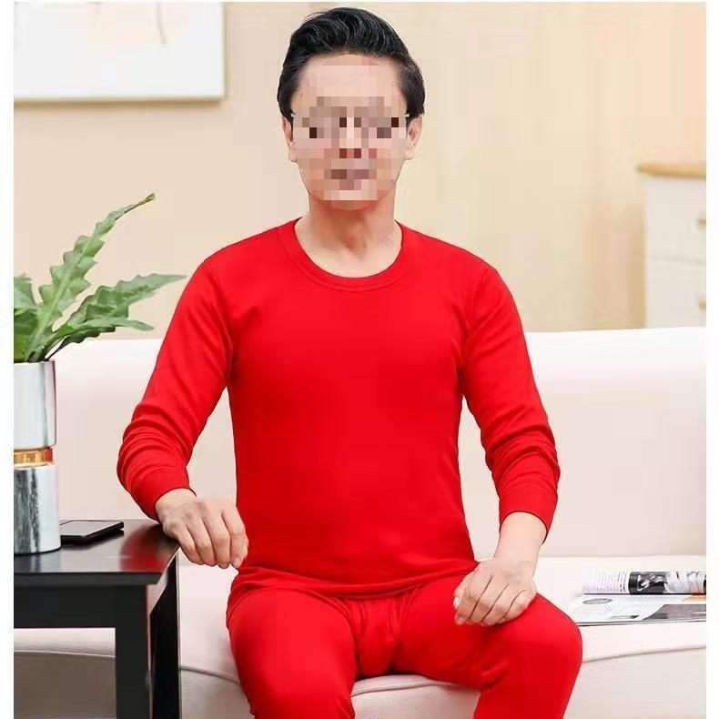 メンズ インナー 上下セット 赤 あったか 保温 男性用 秋 冬 肌着 長袖 長ズボン アクリル