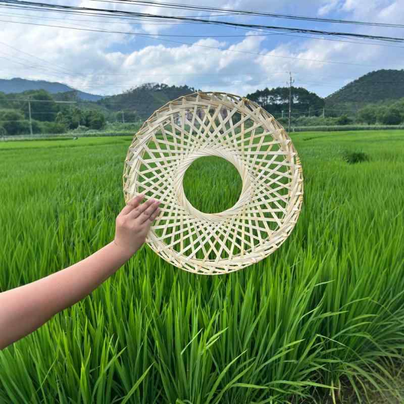 麦わら帽子 コスプレ 時代劇 舞台 小道具 竹編み 透かし彫り 無地 ブラック 竹白 幅広つば 紫外線対策 ..