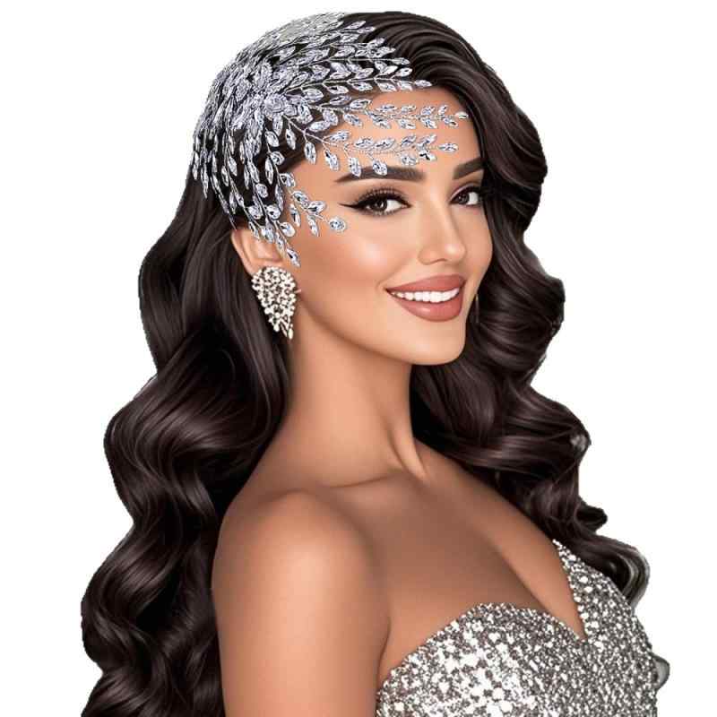 ヘアアクセサリー レディース ブライダル ヘッドドレス ラインストーン ティアラ ヘアバンド 結婚式 ウ..