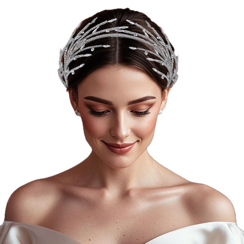 ヘアアクセサリー レディース ウェディング ブライダル 髪飾り カチューシャ シルバー 水钻 ラインスト..