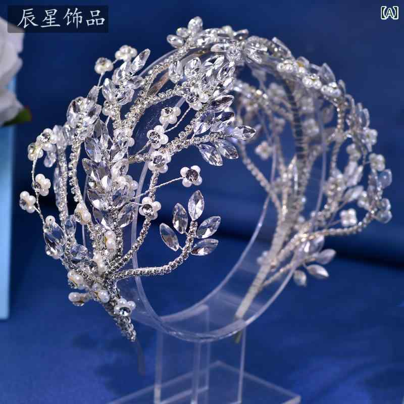 ヘアアクセサリー レディース ヘッドドレス カチューシャ キラキラ 輝く ラインストーン クロス ウェー..