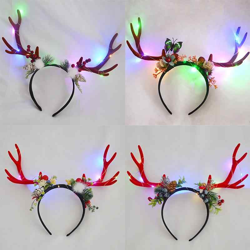 ヘアアクセサリー レディース 光る 鹿の角 カチューシャ クリスマス パーティー 撮影 舞台 ダンス ヘアバンド 夜店 ヘッドドレス 布製 手作り 義烏 トナカ...