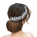 ヘアアクセサリー レディース ブライダル ウェディング 髪飾り ヘッドドレス パール ラインストーン 花嫁 結婚式 パーティー シルバー 手作り かわいい 上品...