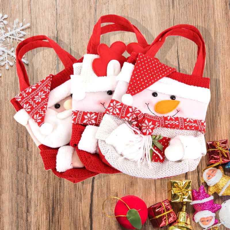 クリスマス 子供用 バッグ クリスマス サンタ 雪だるま トナカイ フェルト トートバッグ 巾着袋 キャンディバッグ お菓子入れ アップルバッグ 飾り付け かわいい(x2)