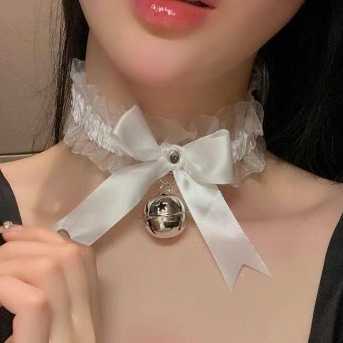 ヘアアクセサリー レディース 猫耳 カチューシャ 鈴付き レース チョーカー セット 白色 黒色 クリスマ..