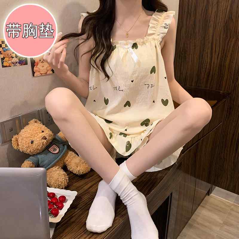 パジャマ レディース キャミソール ショーツ セットアップ 雲朵棉 部屋着 ルームウェア かわいい ガー..