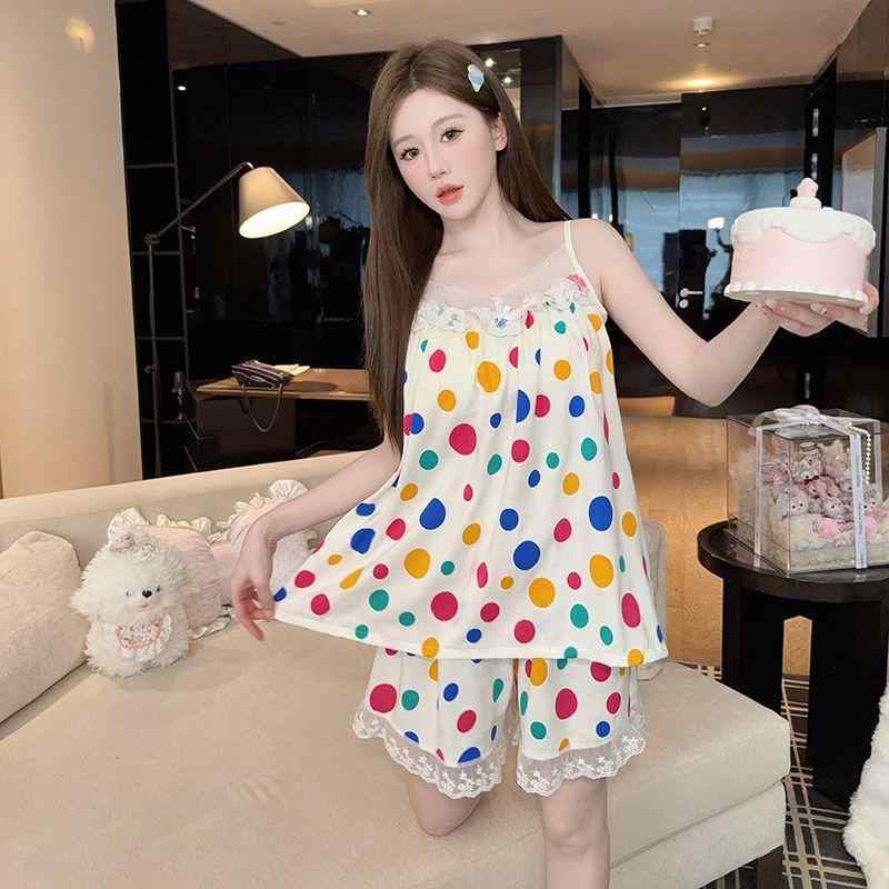 パジャマ レディース ルームウェア 上下セット 接触冷感 ノースリーブ 短パン Vネック 雲朵棉 かわいい..