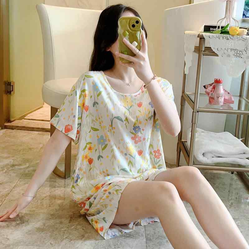 パジャマ レディース 春夏 薄手 半袖 ショートパンツ 上下セット 綿 かわいい アニマルプリント 大きい..