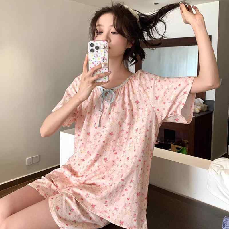 パジャマ レディース 春夏 半袖 ショートパンツ 上下セット ルームウェア 部屋着 薄手 接触冷感 快適 ..