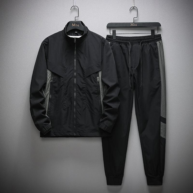ジャケット セットアップ メンズ 秋冬 男性用 カジュアル スポーツウェア 上下セット ポリエステル ブラック ホワイト