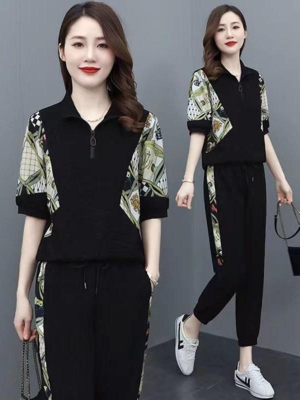 セットアップ レディース ファッション ジャージ 上下セット スポーティー 幾何学模様 プリント ポリエ..