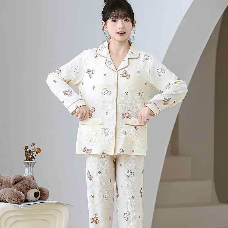 パジャマ レディース 春秋 雲朵綿 ルームウェア 上下セット 長袖 長ズボン 部屋着 かわいい 猫柄 プリ..