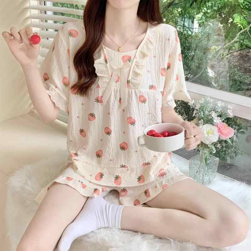 パジャマ レディース 春夏 半袖 短パン 2点セット かわいい ルームウェア 部屋着 薄手 ポリエステル プ..