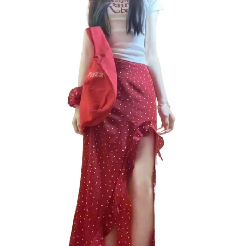 セットアップ レディース 半袖Tシャツ &amp; 花柄ロングスカート 夏 普段使い 通勤 リゾート アシンメ..