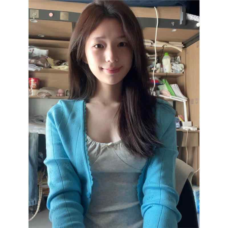 ニット カーディガン レディース 春夏 アンサンブル ブルー系 グレー キャミソール付き セットアップ ..