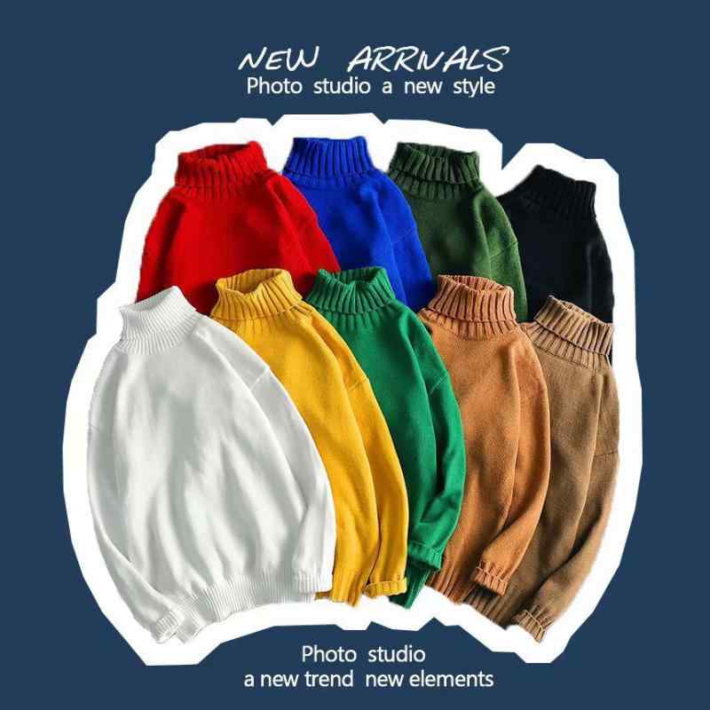 ニット メンズ セーター 男性用 タートルネック 長袖 無地 秋冬 プルオーバー トップス カットソー ゆったり 厚手 カジュアル 韓国風 ファッション 白 黒 赤 紺 M L XL 2XL 3XL