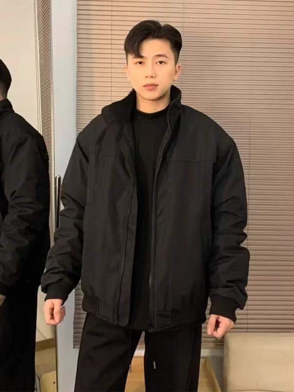 ジャケット メンズ 男性用 ブルゾン ミリタリー ワークジャケット スタンドカラー ライトアウター ルーズ ゆったり 無地 スプリングコート 春秋