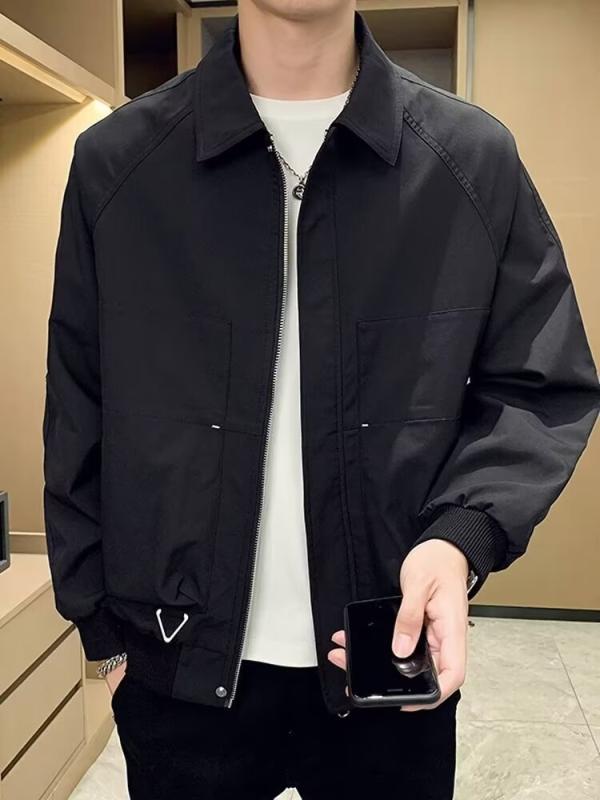 ジャケット 男性用 ブルゾン 接触冷感 ポリエステル 繊維 無地 襟付き ライトアウター カジュアル スタ..