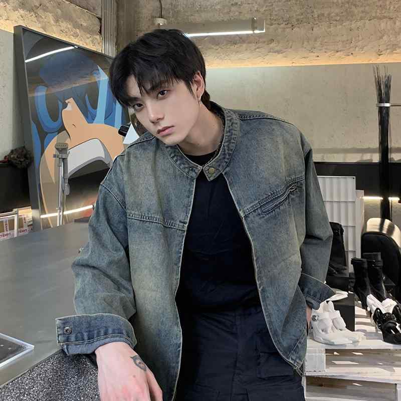 デニムジャケット 男女兼用 ストリート 水洗い加工 古着風 Gジャン アウター ブルゾン ジャンパー ゆったり 普段使い ウォーキング ランニング スプリングコート ライトアウター