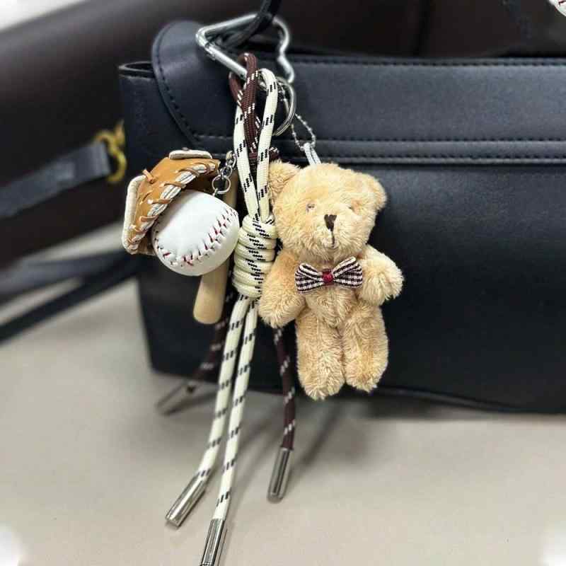 キーホルダー バッグチャーム 野球帽 リボン ハート ベア ふわふわ