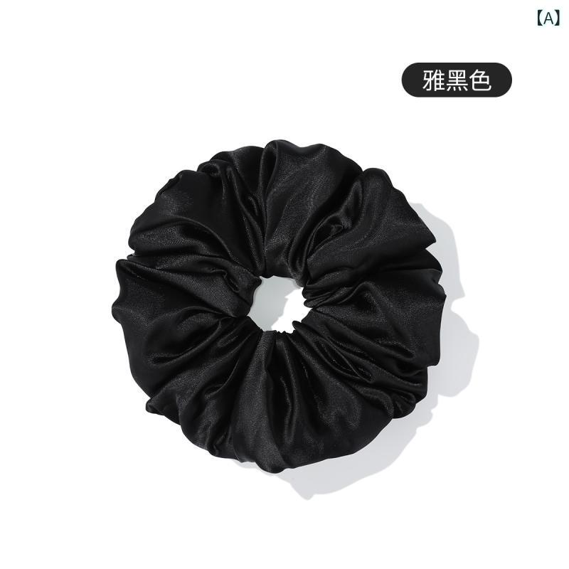 ヘアゴム レディース 大判 シュシュ 枕カバー シルク風 ヘアアクセサリー 無地 高弾力 ポニーテールホ..
