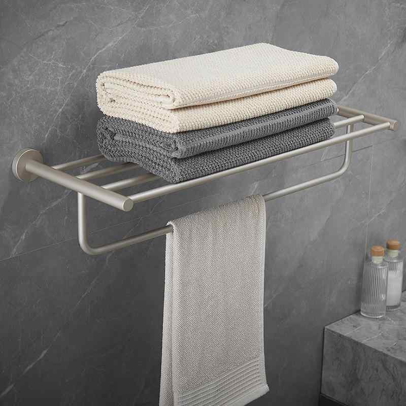 毛巾ラック ホテル バスルーム 収納 壁掛け 浴室 タオル掛け ステンレス製 2段式 タオルバー クリーム..