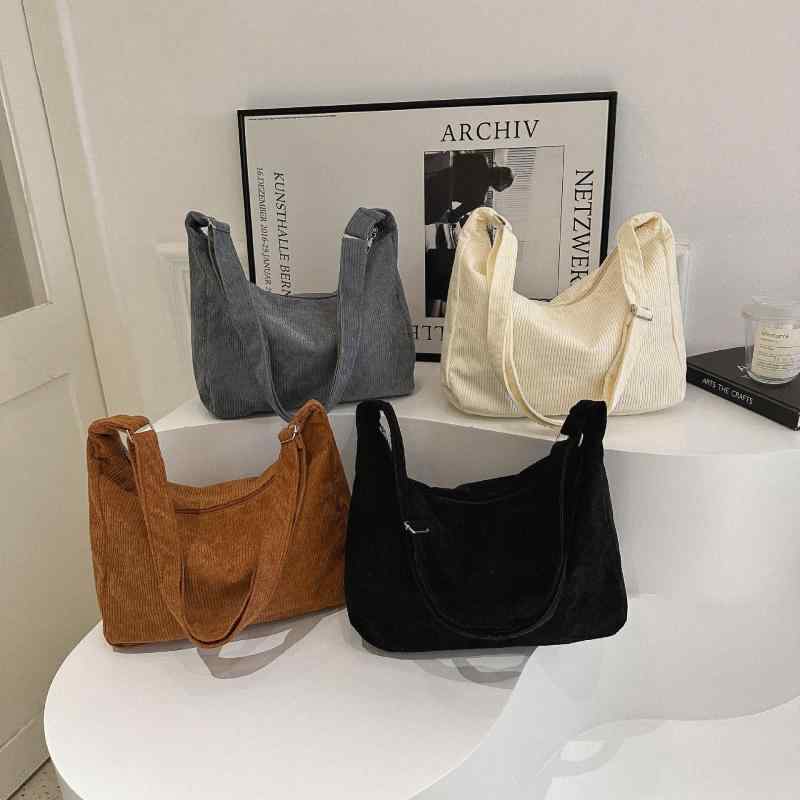 トートバッグ レディース 大容量 ショルダーバッグ コーデュロイ キャンバス 帆布 カジュアル 肩掛け カバン ブラック ホワイト グレー ベージュ コーヒー ブラウン 日常使い(x3)