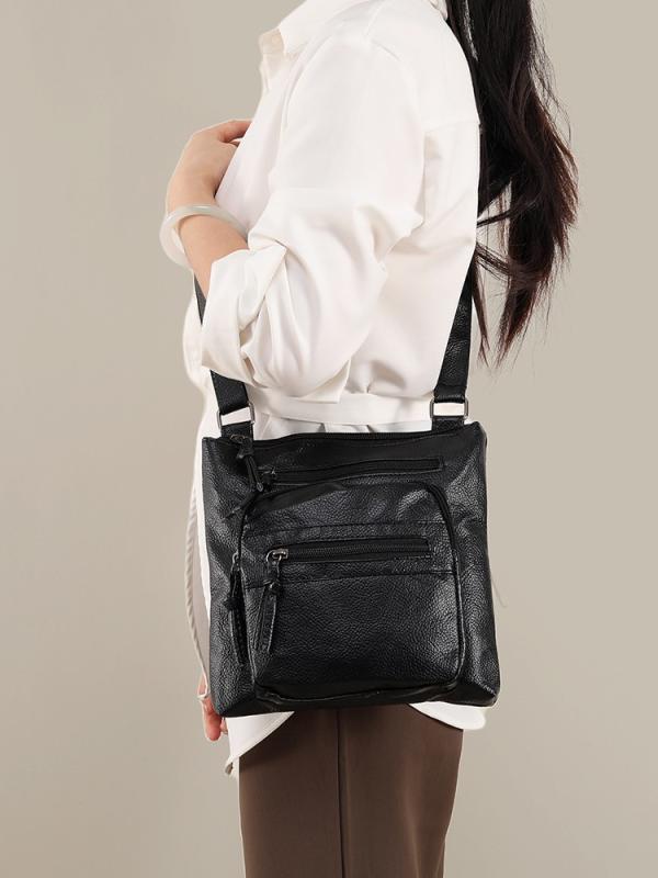 レディース ショルダーバッグ ハンドバッグ 2way PU レザー 斜めがけ 無地 ブラック ホワイト 通勤 普段使い 大容量
