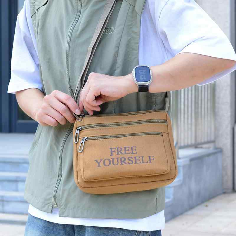 ショルダーバッグ 男性用 紳士 鞄 通勤 カジュアル 多層 撥水 ナイロン ブラック カーキ 深棕色 グリー..