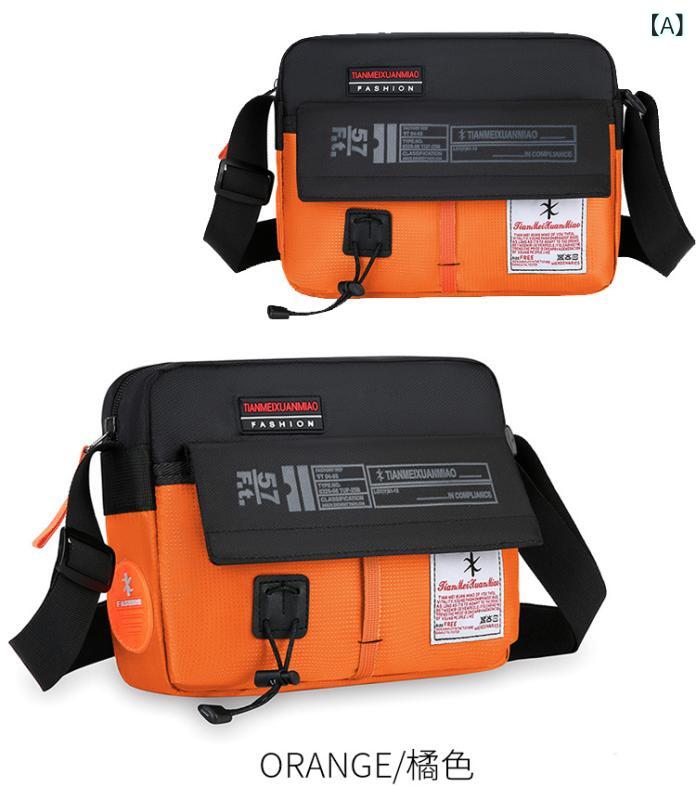 メンズ ショルダーバッグ 高級感 ナイロン 大容量 通勤 男性用 鞄 斜めがけ 無地 シンプル ブラック ブルー オレンジ グレー
