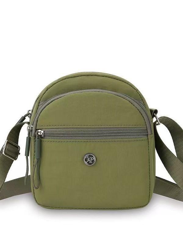 ショルダーバッグ レディース ナイロン 鞄 軽量 斜めがけ 多層構造 カジュアル 旅行用 ブラック グリーン アイボリー(x3)