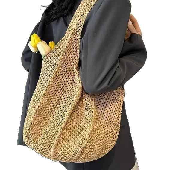 トートバッグ レディース 花柄 鞄 旅行用 編み込み 大容量 アイボリー カーキ ピンク グリーン レンガ..