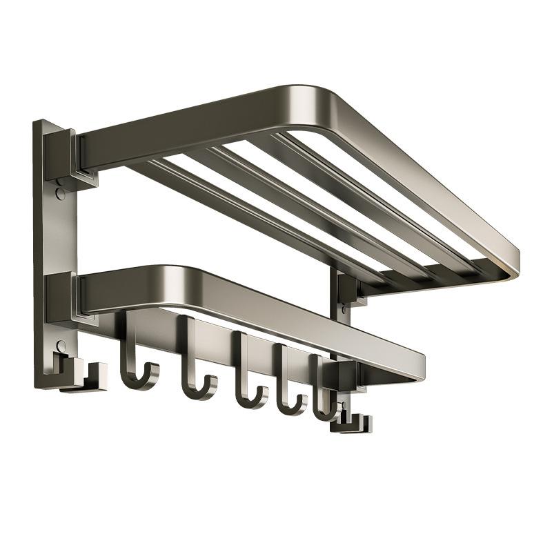 タオルラック レディース メンズ バスルーム 壁掛け式 タオル掛け 浴室 洗面所 収納棚 2段 アルミ 炭素..