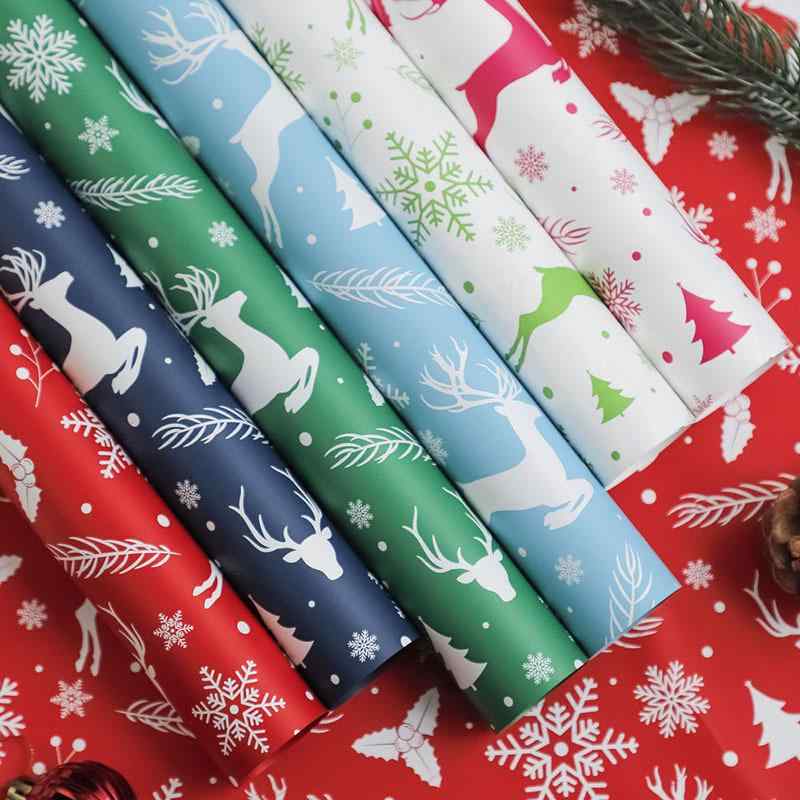ラッピングペーパー クリスマス レディース ミルクティーカラー パステルカラー 花柄 チェック柄 水玉模様 ドット柄 ストライプ柄 アニマル柄 包装紙 ギフト包...