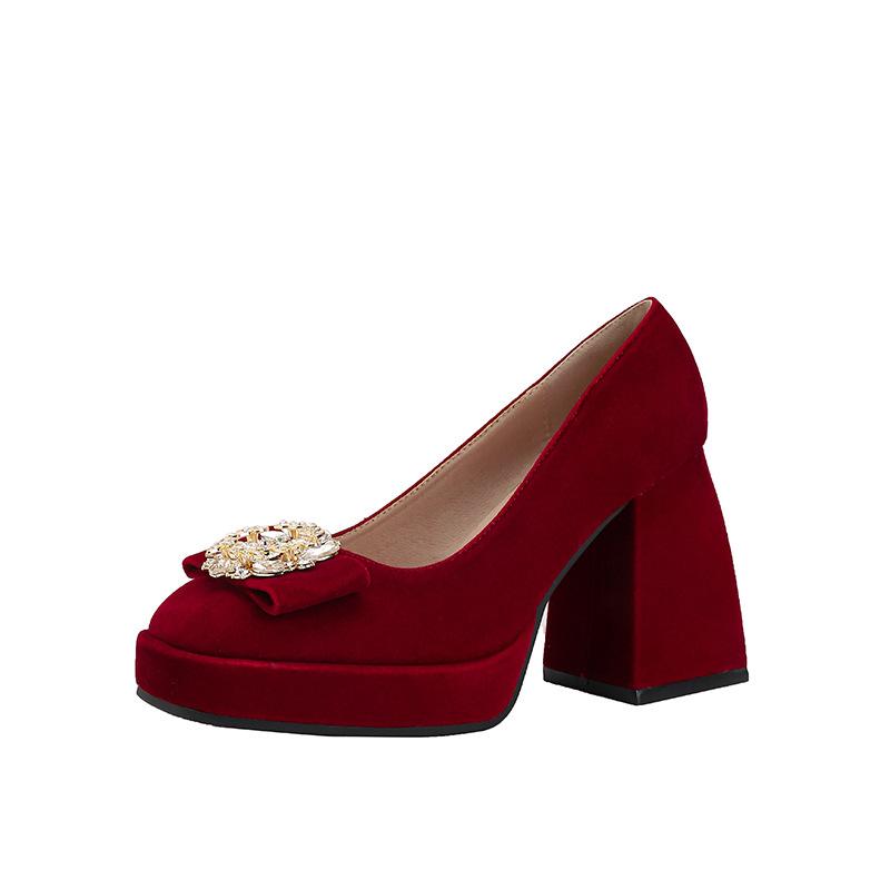 パンプス レディース ウェディングシューズ 厚底 チャンキーヒール スエード 結婚式 ブライダル 二次会..