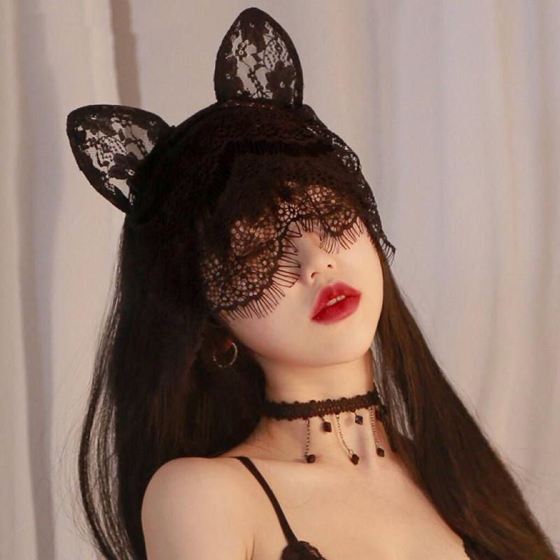 ヘアバンド レディース 猫耳 うさぎ耳 レース ヘッドバンド 黒色 ロリータ ゴスロリ セクシー かわいい..
