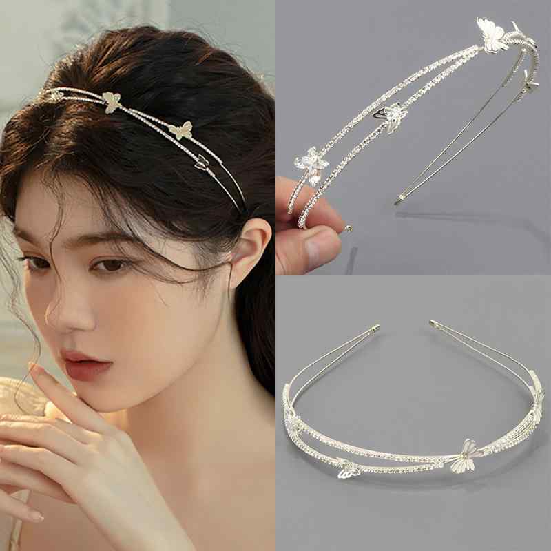 ヘアアクセサリー レディース 蝶 バタフライ ヘアバンド カチューシャ ジルコニア 森ガール ウェディン..