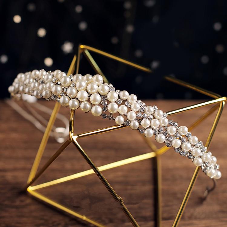 ウェディング ベール 合金 ジルコニア パール ティアラ ヘアアクセサリー 銀色 ブライダル 髪飾り 花嫁..